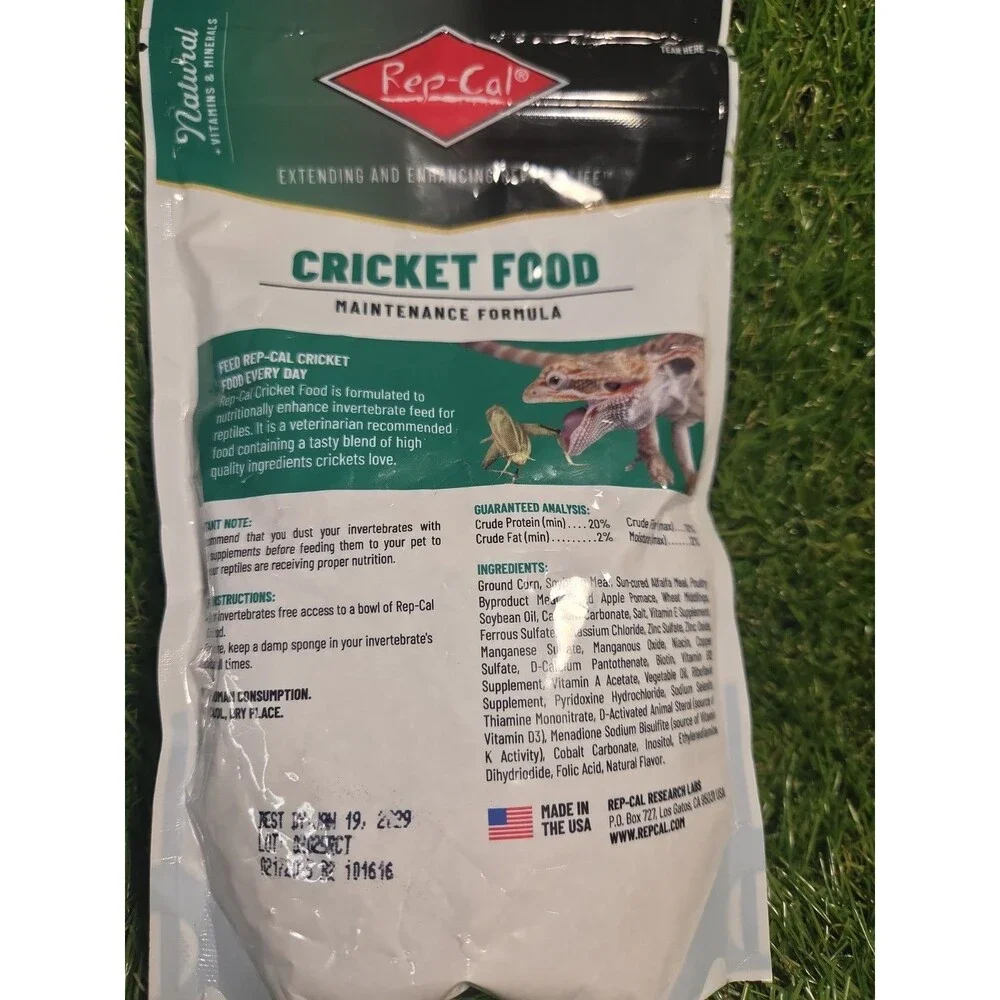 Rep-Cal Cricket Food Enhance Invertebrate Food Reptiles 6 oz RepCal